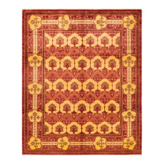 Arts & Crafts, One-of-a-Kind Hand-Knotted Area Rug - Red, 7' 10" x 9' 5" For Sale