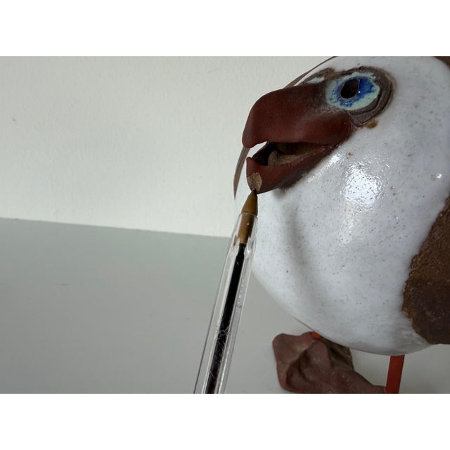 Brown Susan Davis Cape Cod Art Pottery Handcrafted Seagull Bird Sculpture, Signed For Sale - Image 8 of 12