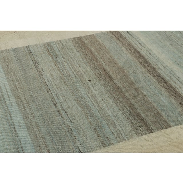 1950s Vintage Persian Gabbeh Rug With Striped Field & Pictorial Border - Rug & Kilim For Sale - Image 5 of 8