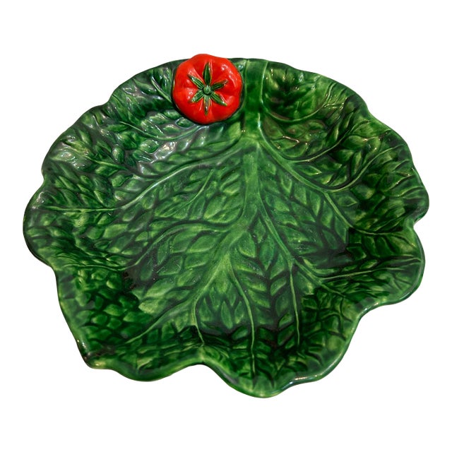 1960’s Majolica Leaf Bowl With Tomato For Sale