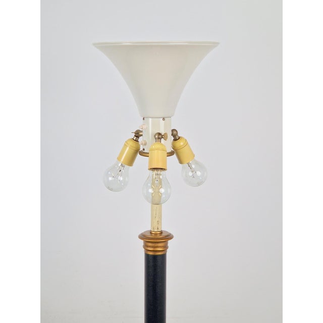 Gold Vintage Neoclassic Green Leather Floor Lamp, 1930s For Sale - Image 8 of 18