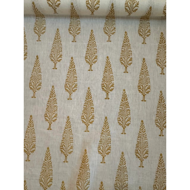 Schumacher Fabrics Juniper Block Print Linen Fabric in Yellow 5 Yards Color: Yellow Style:...