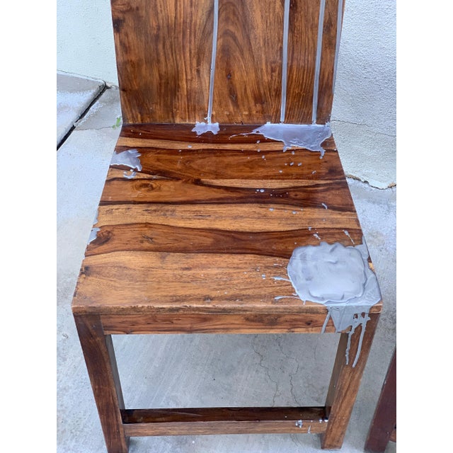 Acacia Wood Chairs - Set of 4 For Sale - Image 4 of 13