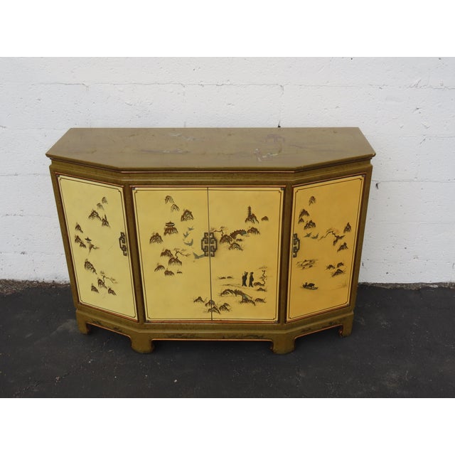 Hollywood Regency Chinoiserie Painted Buffet Sideboard Storage Cabinet 6624 For Sale - Image 11 of 18