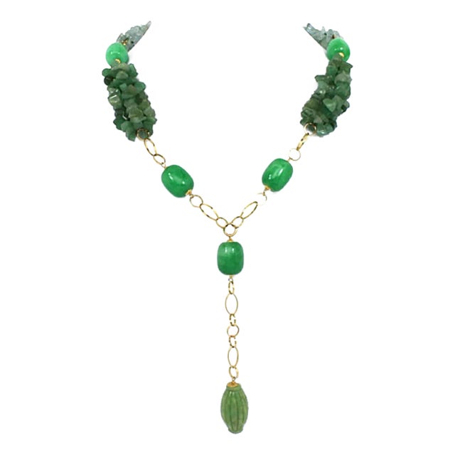 Enzo Liverino 18k Yellow Gold Cluster Bead Long Lariat Necklace For Sale