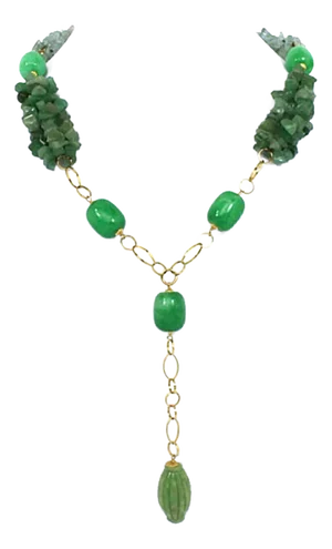 Enzo Liverino 18k Yellow Gold Cluster Bead Long Lariat Necklace