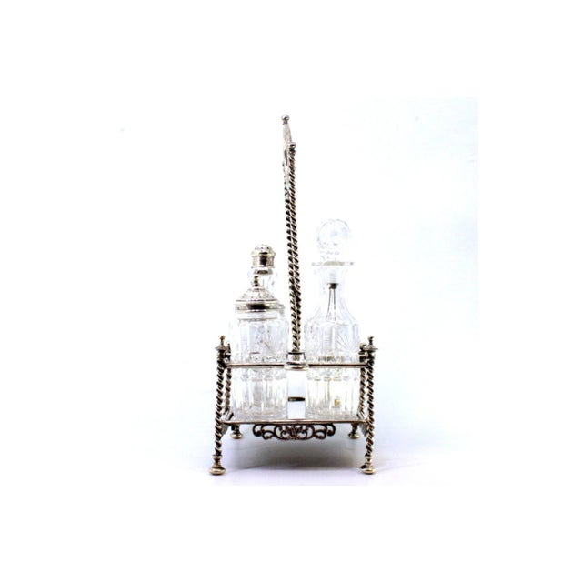 Metal Cruet Set with Silver Structure and Salt Shaker and Pepper Shaker and Mustard Jar, Set of 5 For Sale - Image 7 of 8