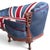 Vintage Union Jack Upholstered Sofa With Ornate Carved Wood Frame For Sale - Image 11 of 18
