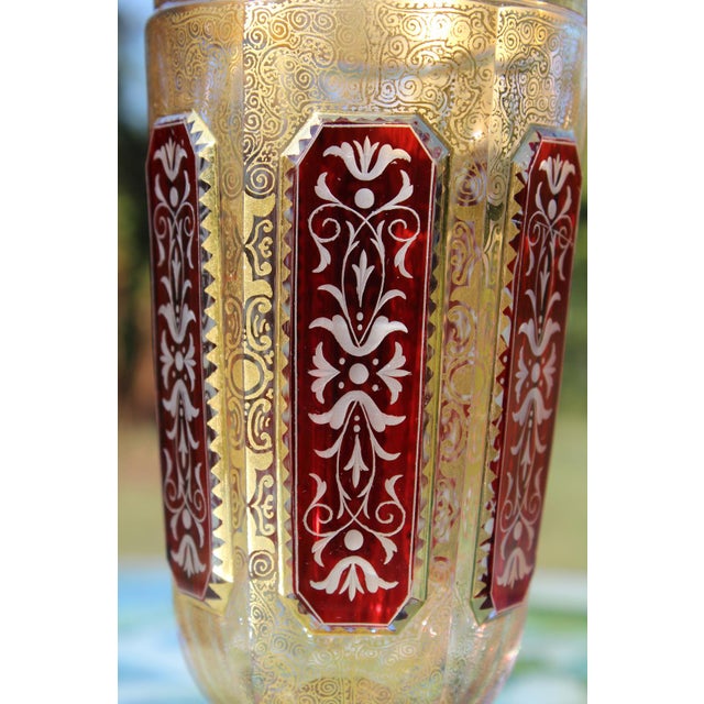 19th Century Bohemian Ruby Red and Gold Vase For Sale - Image 11 of 18