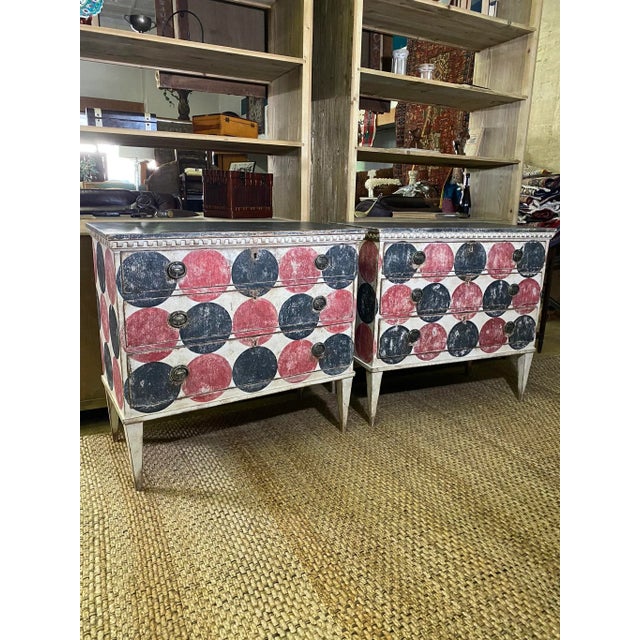 Italian Style Painted Chest of Drawers/Dresser A- Pair Circa 1860 For Sale - Image 4 of 12