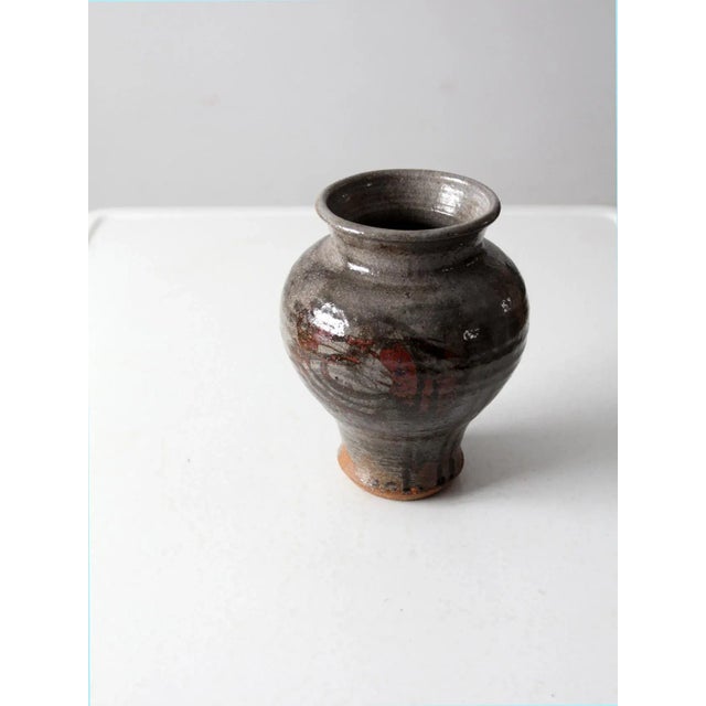 Gray Vintage Studio Pottery Vase For Sale - Image 8 of 10