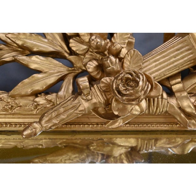 Gold Large 19th Century Louis XVI Mirror with Parcloses For Sale - Image 8 of 14