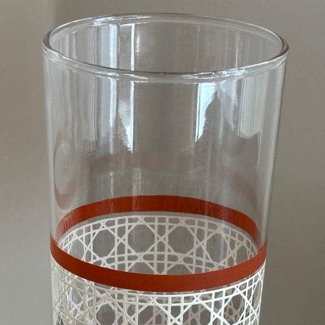 Libbey Glass Co. Small Mid-20th Century Woven Cane Pattern Tumblers — Set of 8 For Sale - Image 4 of 17
