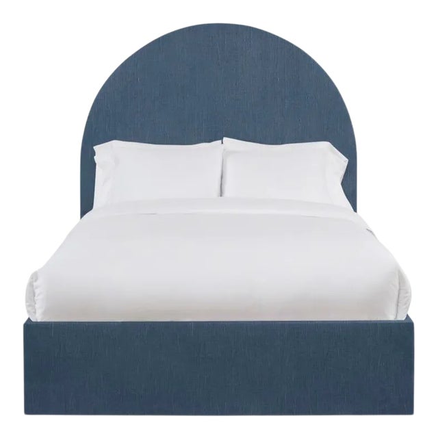 Poppy King Bedframe, Navy Linen For Sale