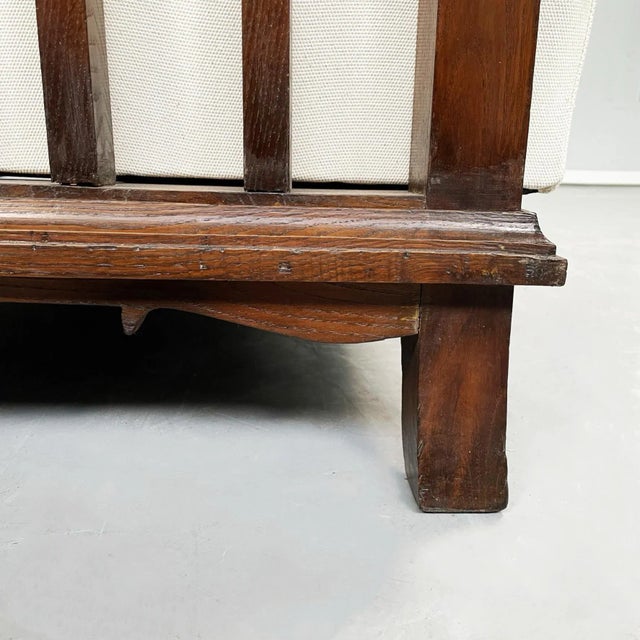 Italian Modern Wooden Sofa with White Fabric, 1940s For Sale - Image 12 of 17