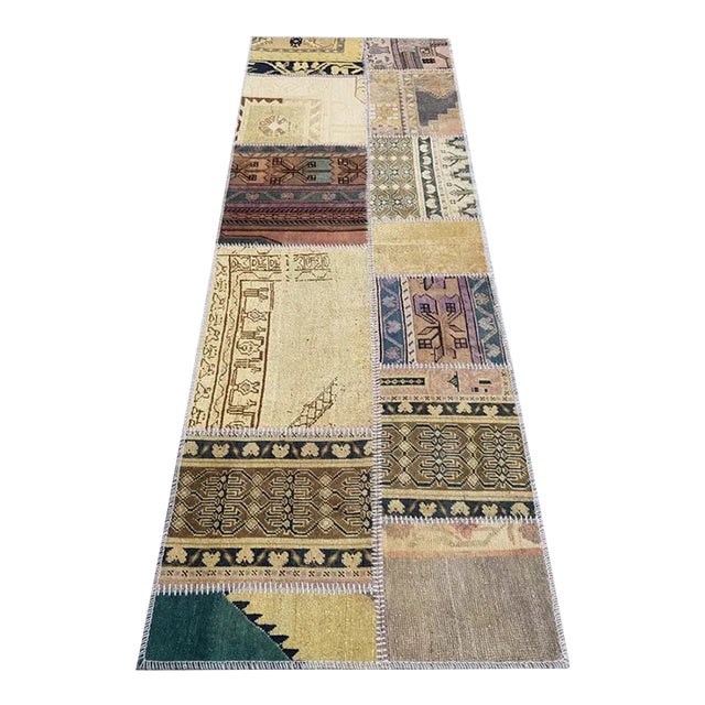 Mid 20th Century Oushak Biege Wool Runner For Sale