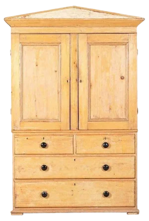 Pedimented English Pine Linen Press, 1870s
