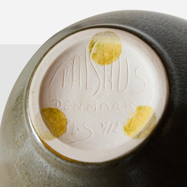 Olive-Brown Ceramic Bowl by Palshus For Sale - Image 9 of 9