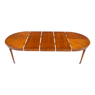 American Mid-Century Oval Satinwood DiningTable 3 Leaves Fluted Tapered Leg For Sale