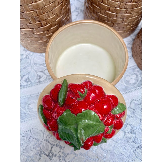 Ceramic Vote Rage 1970s Strawberry Basket Ceramic Canisters, Set of Four For Sale - Image 7 of 10