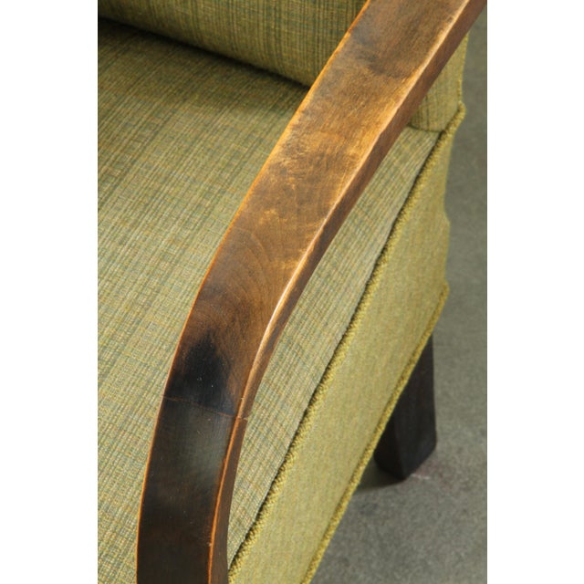 Vintage Danish Beechwood Lounge Chair with Curved Armrests, Denmark, 1930s For Sale - Image 10 of 18
