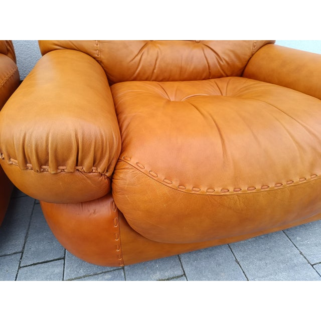Cognac Leather Sapporo Armchair from Mobil Girgi, Italy, 1970s For Sale - Image 4 of 10