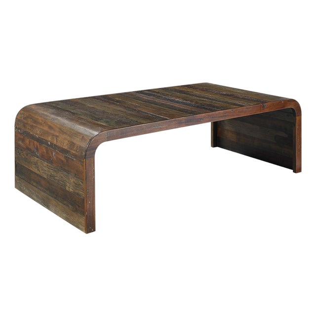 Salvaged Wood Waterfall Coffee Table For Sale