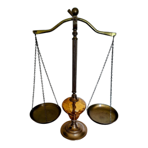Vintage Brass Scale With Amber Globe "Scales of Justice"