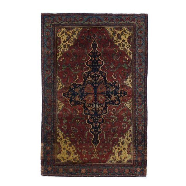 Antique Persian Farahan Sarouk Rug 4'4'' x 7'0''. The scatter and room size pieces made in the Arak/Sultanabad area,...