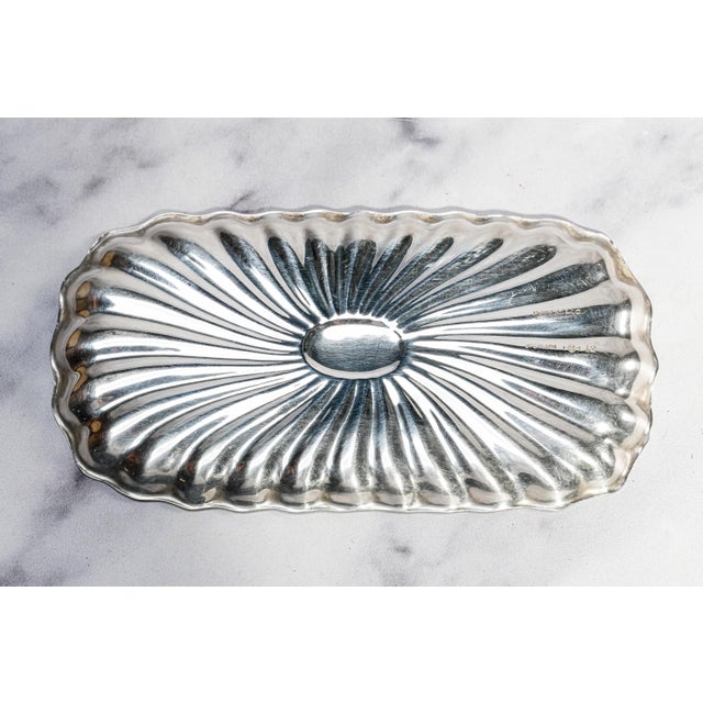 Metal Stunning Antique Small Sterling Silver Card Tricket Jewelry Dimensional Victorian Tray Armorial Crest Home Decor For Sale - Image 7 of 8