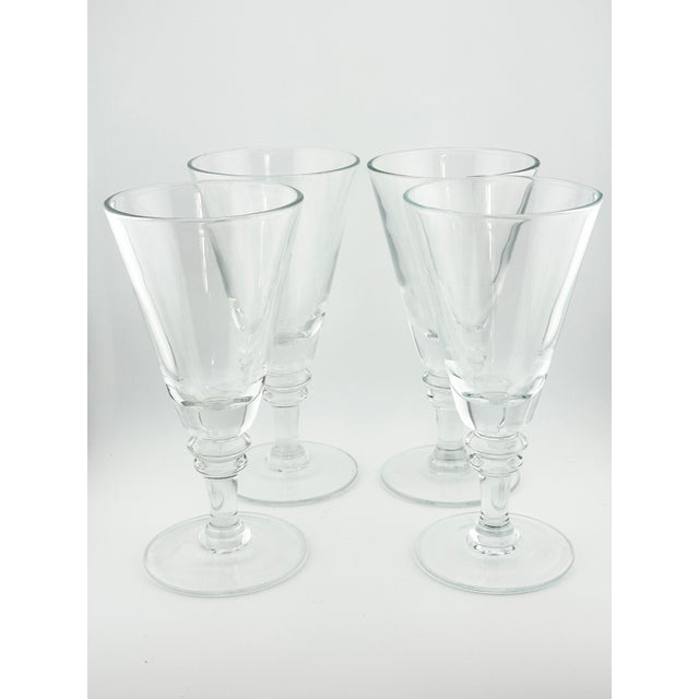 Lovely set of four vintage pottery barn water glasses. I purchased them in the late 1990’s. Clear glass with nice lines...