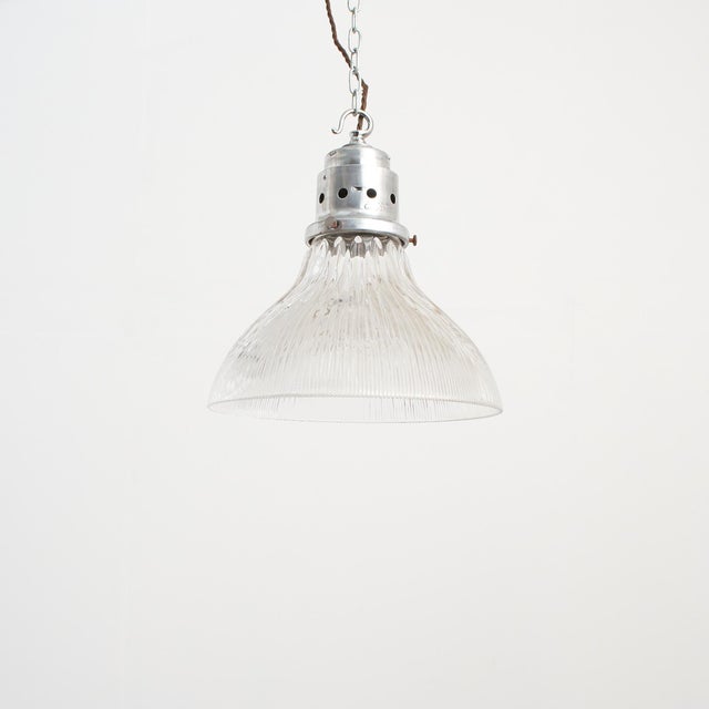 Antique Glass Pendant Light from Holophane, 1950s For Sale - Image 3 of 11