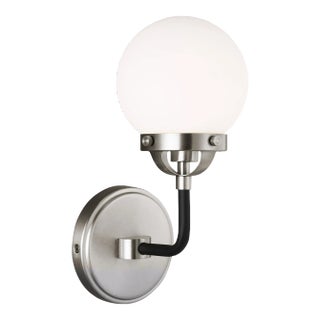 Ian Fowler By Visual Comfort Studio Cafe 1-Light Bath Vanity Sconce in Brushed Nickel For Sale