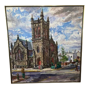 Camden New Jersey Oil on Canvas United Methodist Church by William Hoffman