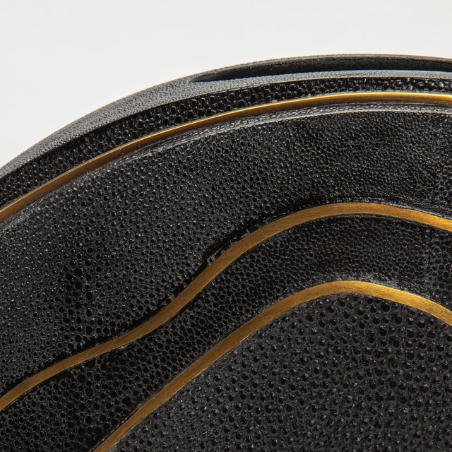 Metal Modern Vase in Shagreen With Brass Details by R&y Augousti For Sale - Image 7 of 7