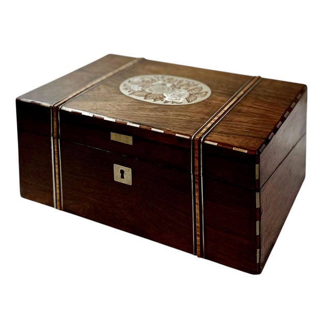 Wood Early 19th Century English Walnut Writing Box With Inlay For Sale - Image 7 of 12