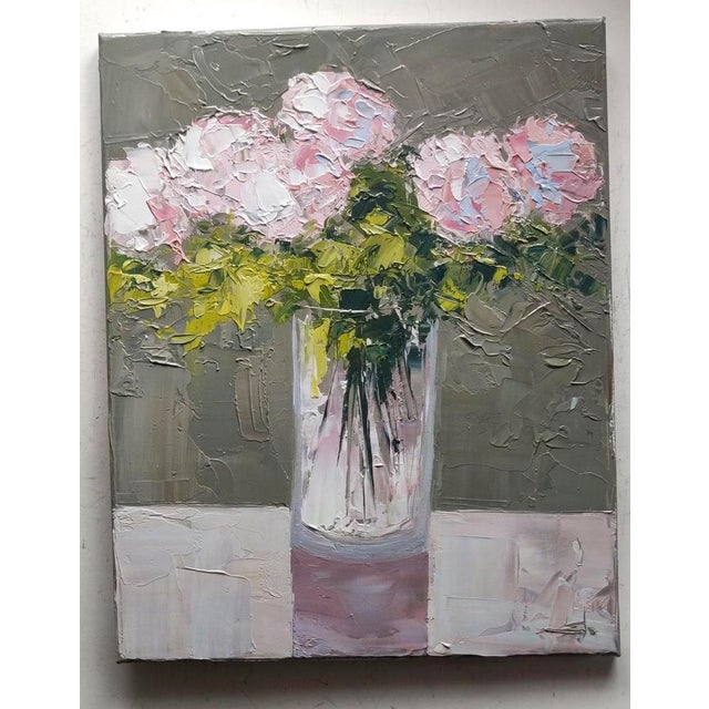 Contemporary Vivek Mandalia, Pink Roses, Oil on Canvas For Sale - Image 3 of 4