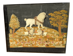 Diorama with Dogs, 1840, Cotton, Framed