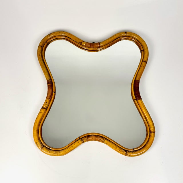 Mid-Century Curved Bamboo Wall Mirror, Italy, 1960s For Sale - Image 8 of 8