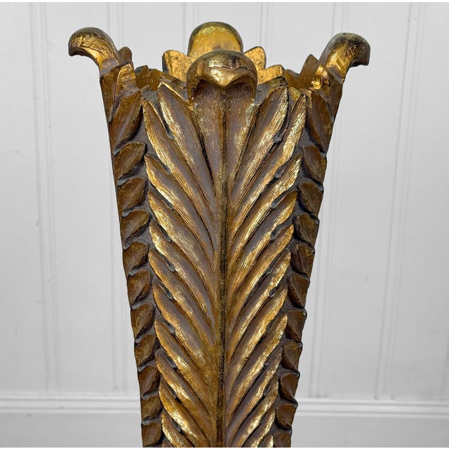 1970s Vintage Hollywood Regency Rococo Palm Leaf Floor Urn Vase - 28" For Sale - Image 5 of 10