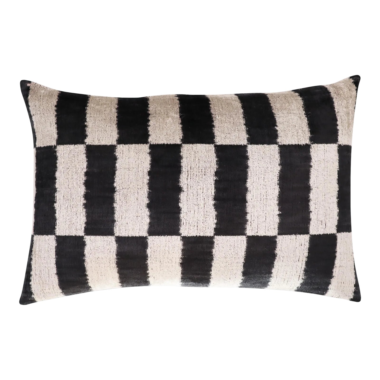 Contemporary Black & White Velvet Throw Pillow & Down Insert Chairish