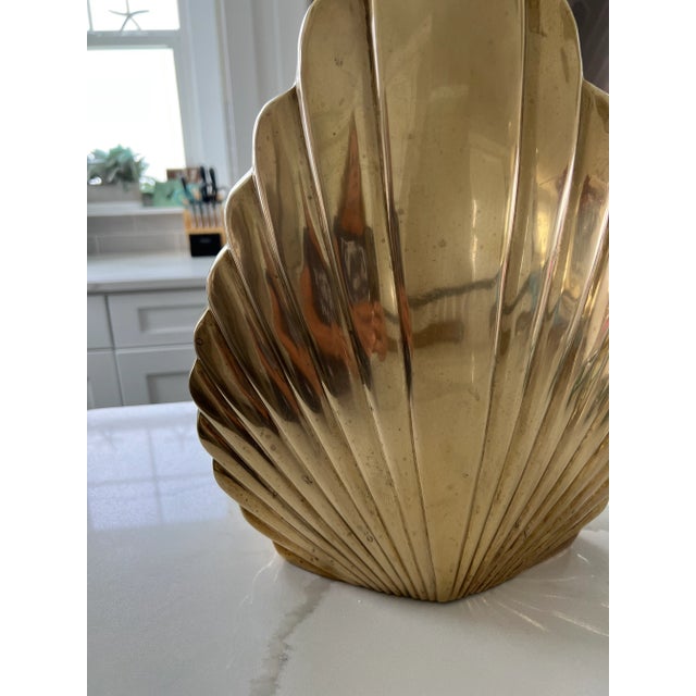 Rosenthal Netter Mid Century Rosenthal Netter Shell Brass Vase For Sale - Image 4 of 10