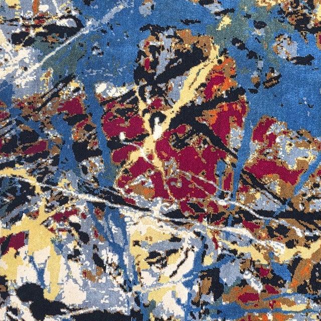 Contemporary Abstract Art Rug Inspired by Jackson Pollock "Number 16," Hand-Knotted Silk & Wool For Sale - Image 6 of 8