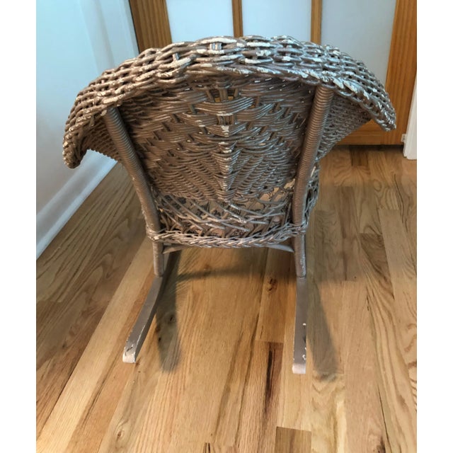 Antique Paper Wicker Children's Rocking Chair For Sale In New York - Image 6 of 9