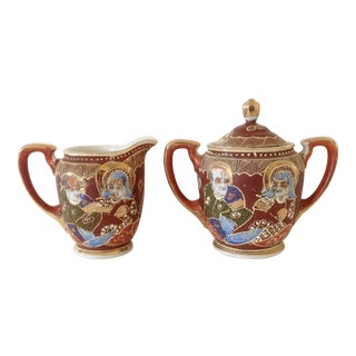 Japanese Satsuma Cream and Sugar Set For Sale