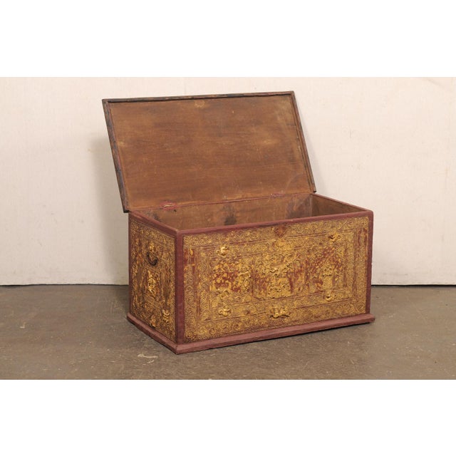 Ornate Burmese Chest W/Orig. Finish From the Early 20th C. For Sale - Image 10 of 12