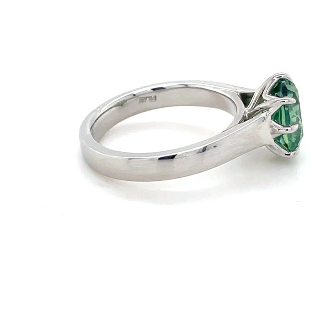 Contemporary Agl 2.89 Carat Unheated Demantoid Garnet Ring, Platinum, Size 6.5 For Sale - Image 3 of 5