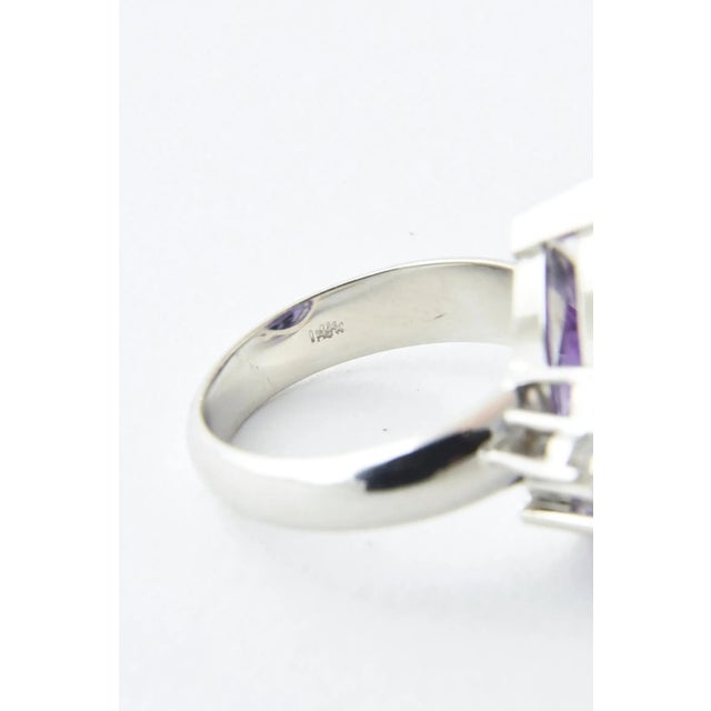 Silver Amethyst and Diamond White Gold Cocktail Ring size 6.75 For Sale - Image 8 of 9