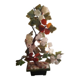 Jade Agate Rose Quartz Stone Blossom Bonsai Tree For Sale