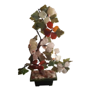 Jade Agate Rose Quartz Stone Blossom Bonsai Tree